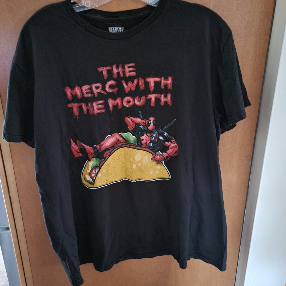 Kids Large Deadpool Anti-Hero The Merc With The Mouth Taco Marvel Comics Shirt